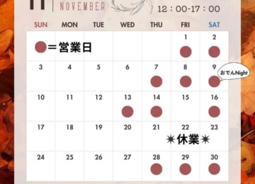 【 ❋ 11月の営業日のお知らせ❋ 】